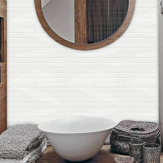 Self-Adhesive 3D DIY Glossy White Tile Kit