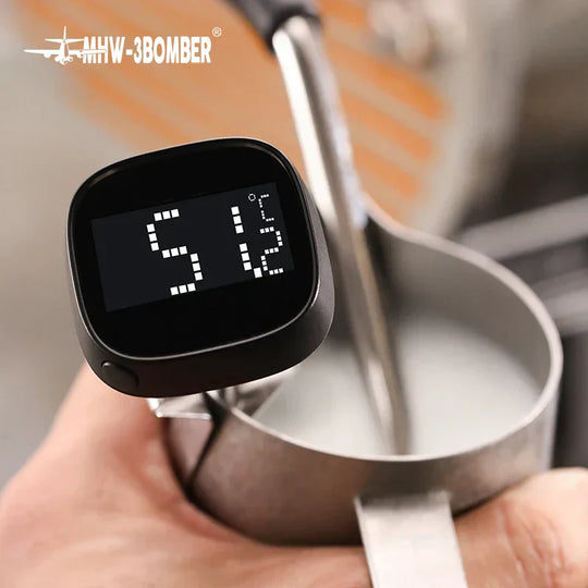 Digital Instant-Read Coffee Thermometer for Latte Art and Milk Frothing Jug - Stylish Barista Kitchen Accessories for Home
