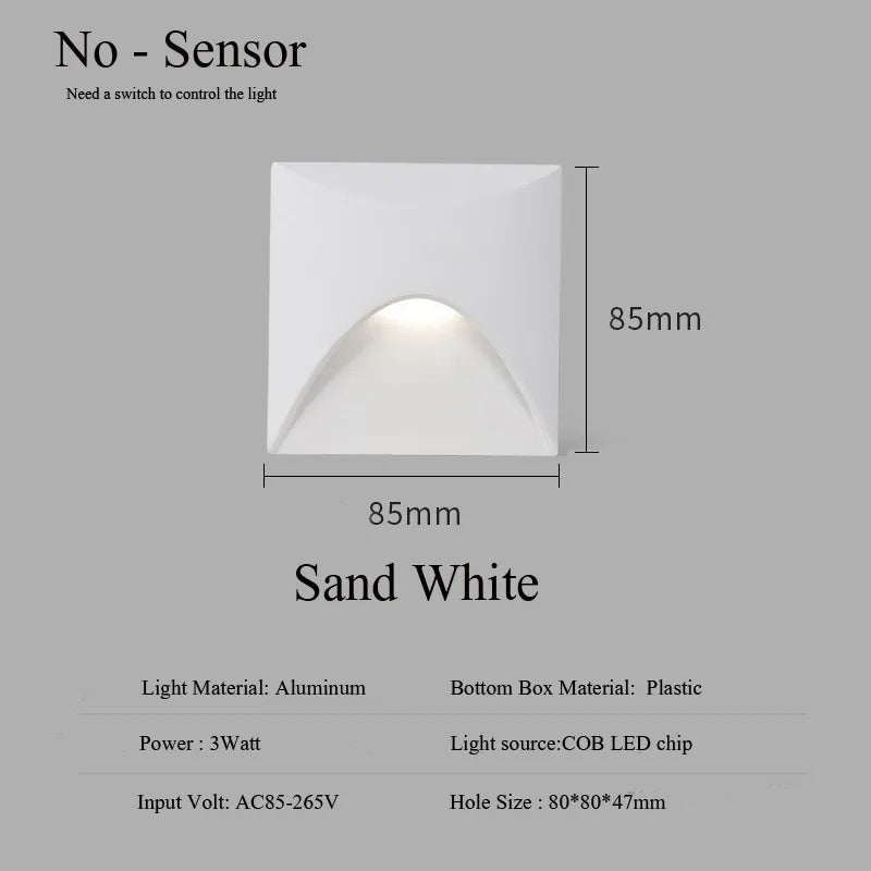 Modern Waterproof IP65 LED Recessed Wall Lamp for Outdoor Lighting - 3W Embedded Step & Staircase Balcony Portal Light