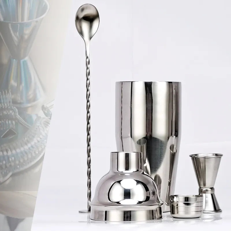 550 ml/750 ml Stainless Steel Cocktail Shaker Mixer Set with Wine Rack Stand - Bartender Tools for Birthday Gift