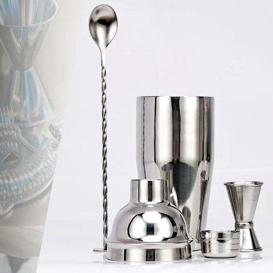 550 ml/750 ml Stainless Steel Cocktail Shaker Mixer Set with Wine Rack Stand - Bartender Tools for Birthday Gift