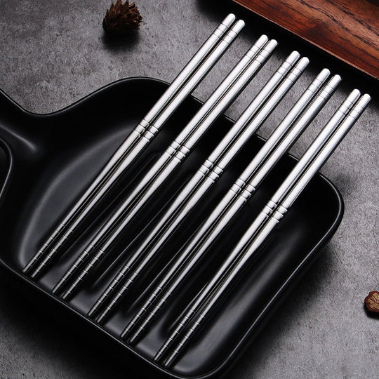 Elegant Stainless Steel Chopsticks - Set of 5 Pairs