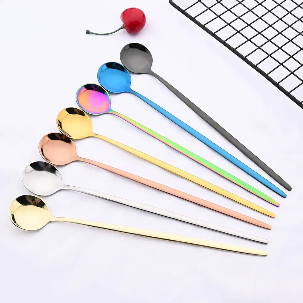 Golden 6-Piece Long Handle Spoon Set