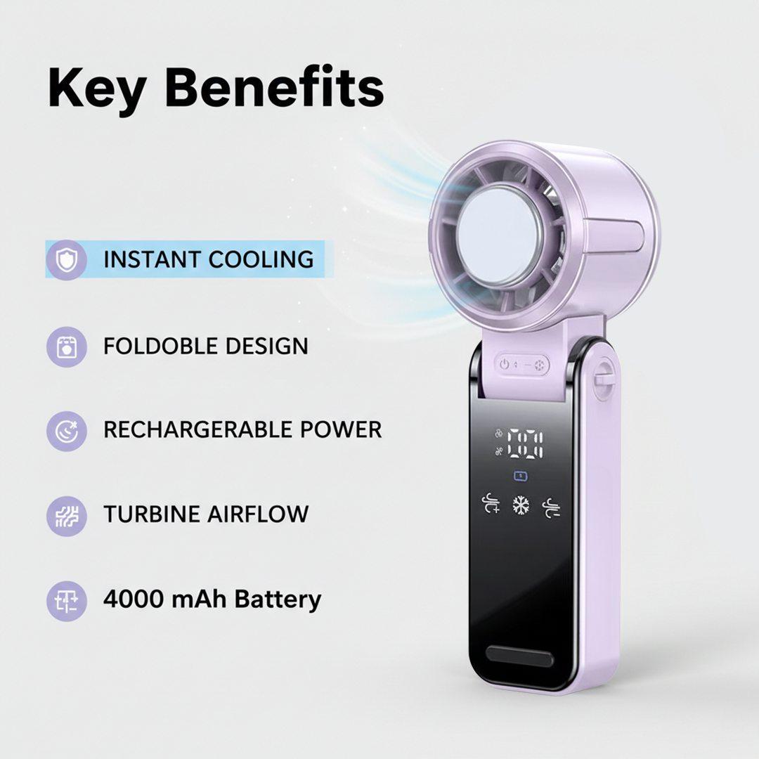 Handheld Fan - Foldable Design - Cooling Feature