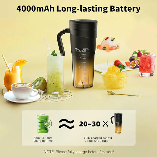 Portable Juicer - Rechargeable Mini Mixer with 6 Sharp Blades for Shakes and Smoothies