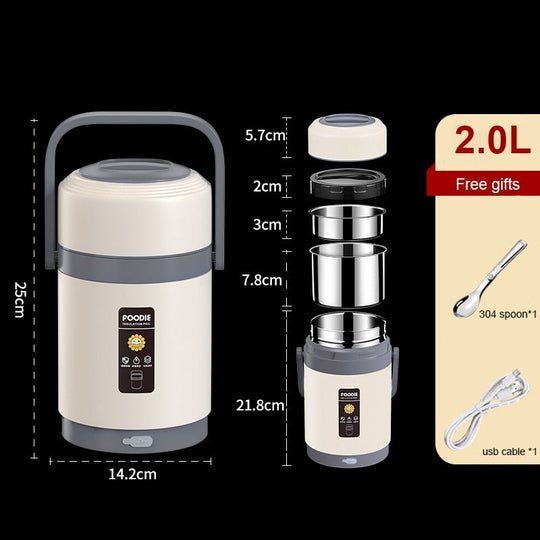 USB Heated Lunch Box | 304 Stainless Steel Portable Food Warmer