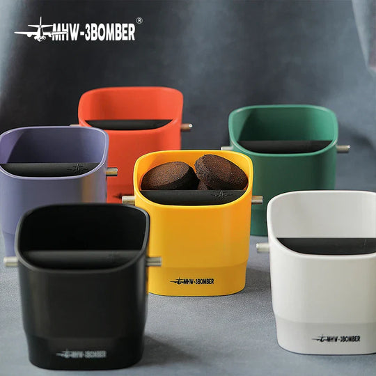 0.9–1.2 l Espresso Knock Box with Detachable Knock Bar, Non-Slip Base, Square Coffee Grounds Waste, Barista Desktop Accessories