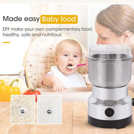 Mini Electric Mill – 300 ml Ultra Fine Grinder for Baby Food, Coffee, Spices, Pepper, and Grains – 2/4 Blade Options