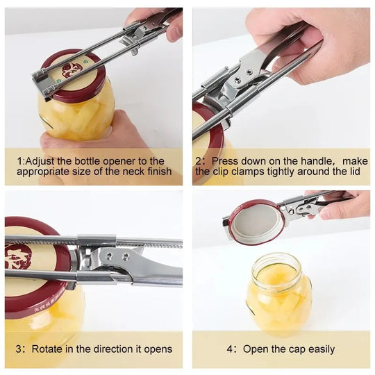 Adjustable Stainless Steel Bottle Opener | Non-Slip Design | New Kitchen Gadget