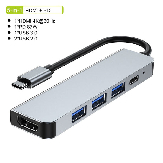 Thunderbolt 3 USB-C Hub with HDMI, PD, SD/TF for MacBook Air M1 and iPad Pro