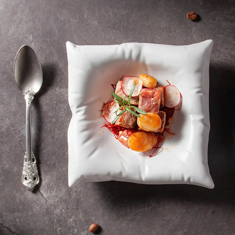 Ceramic Artistic Pillow-Shaped Food Plate