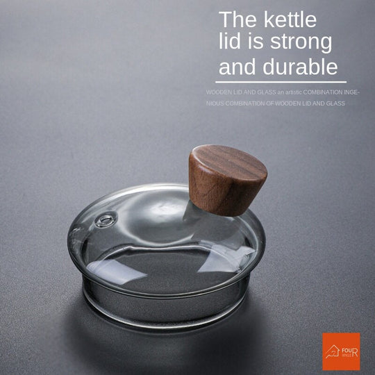 Japanese Glass Teapot with Wooden Handle - Boiling Teapot, Electric Ceramic Stove, High-Quality Tea Maker, Heat-Resistant 700 ml Tea Set