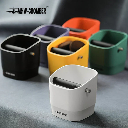 0.9–1.2 l Espresso Knock Box with Detachable Knock Bar, Non-Slip Base, Square Coffee Grounds Waste, Barista Desktop Accessories