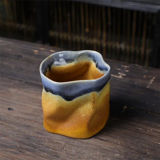 Irregular Twisted Shape Cup 9.47 Ounces/280 ml Ceramic Coffee Tea Cup Without Handle - Polychromatic Creative Ceramic Mugs - Retro Coffee Mugs