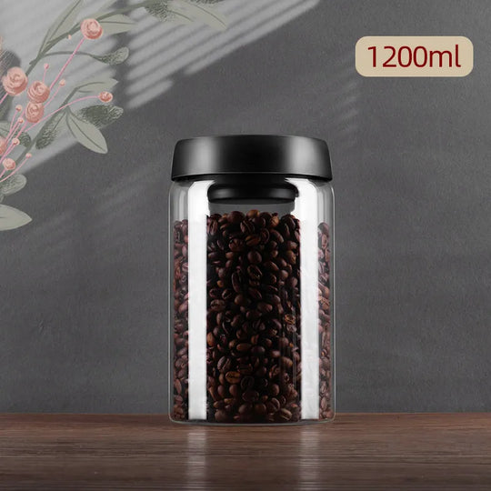 Vacuum Sealed Jug – Glass Airtight Canister for Coffee Beans, Food, Grains, Sweets, and Fresh Keeping – Kitchen Accessories