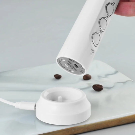 3 In 1 Electric Milk Frother - Rechargeable Handheld Foam Maker, High Speed Drink Mixer for Coffee
