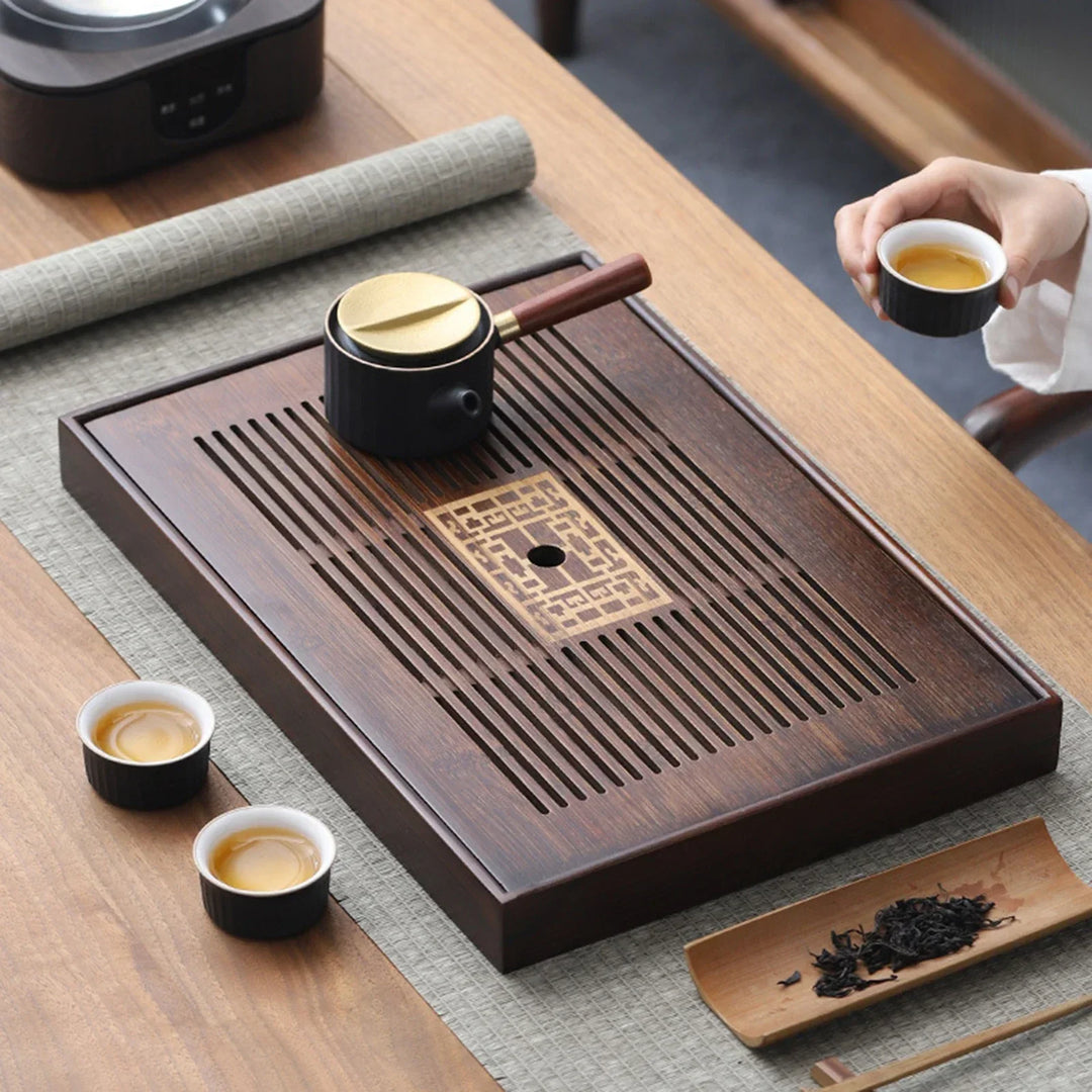 Chinese Tea Tray with Water Storage Box - Durable Simple Drainage Plate for Tea Serving in Teahouse, Home, or Office