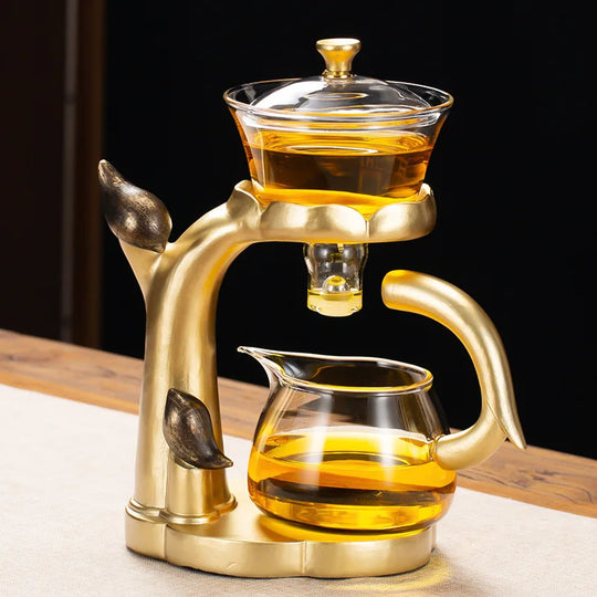 Magnetic Extraction Semi-Automatic Lazy Tea Preparation Tool Glass Tea Set
