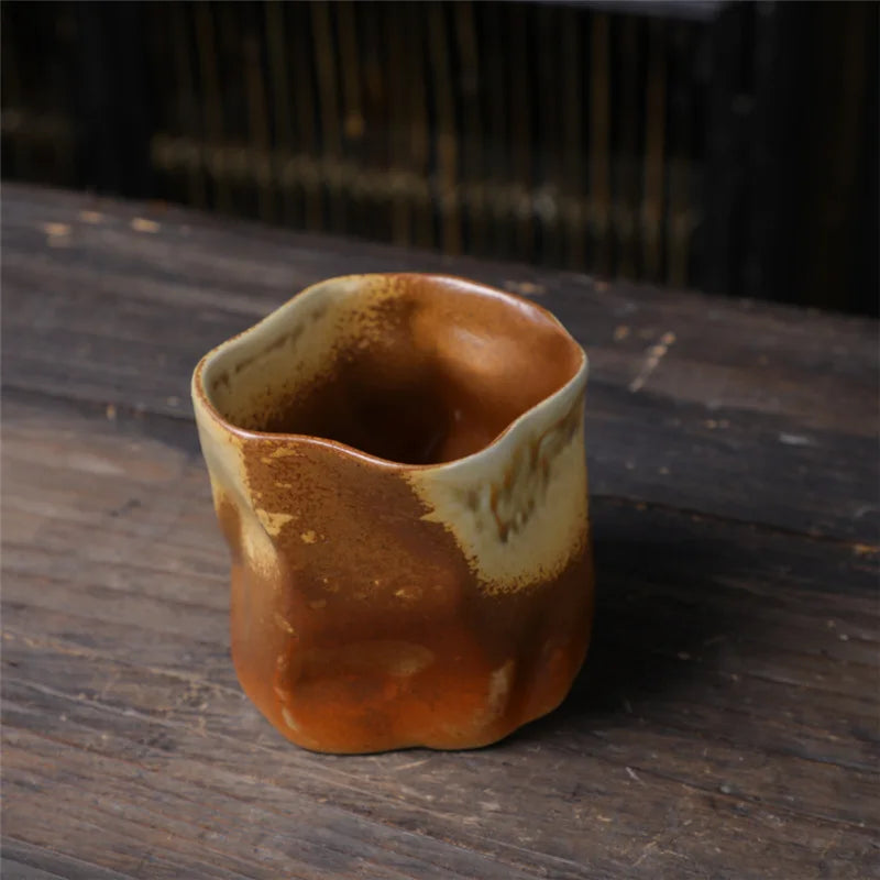 Irregular Twisted Shape Cup 9.47 Ounces/280 ml Ceramic Coffee Tea Cup Without Handle - Polychromatic Creative Ceramic Mugs - Retro Coffee Mugs