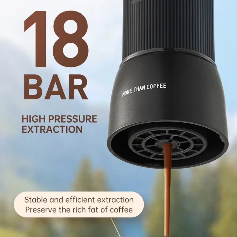 Portable Coffee Machine 18 Bar, Hand Pressure Operation, Compact Extraction for Outdoor Camping and Travel