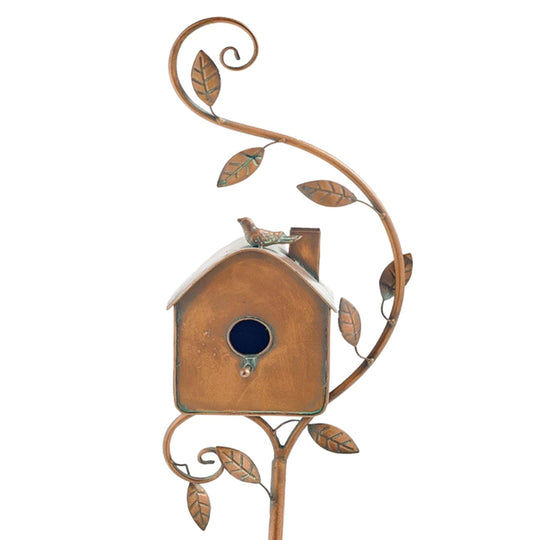 Metal Art Birdhouse Garden Stake