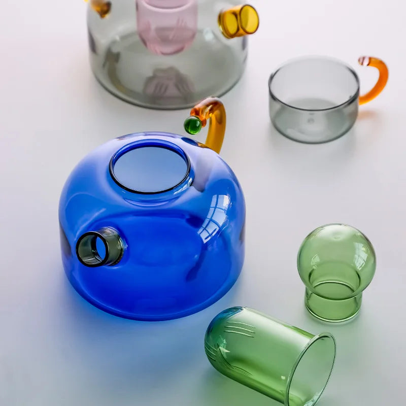 Contrasting Colour Glass Tea Set
