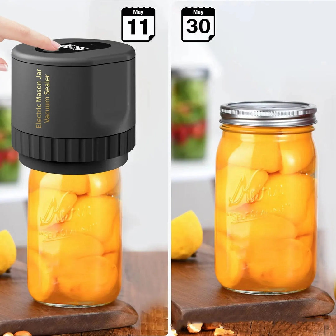 Electric Mason Jar Vacuum Sealing Set - Cordless Sealer for Wide Mouth and Regular Mason Jars - Perfect for Food Storage