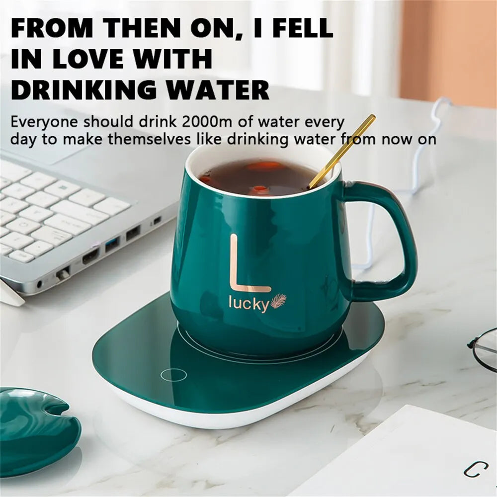 Smart Ceramic Mug Heater Coaster with Thermostat | Electric Mug Set for Coffee, Milk, and Tea Heating | Ideal Home and Office Gift