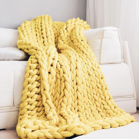 Chunky Knit Blanket – Cozy Wool Blanket for Every Room – Soft & Warm – Perfect for Sofa and Bed