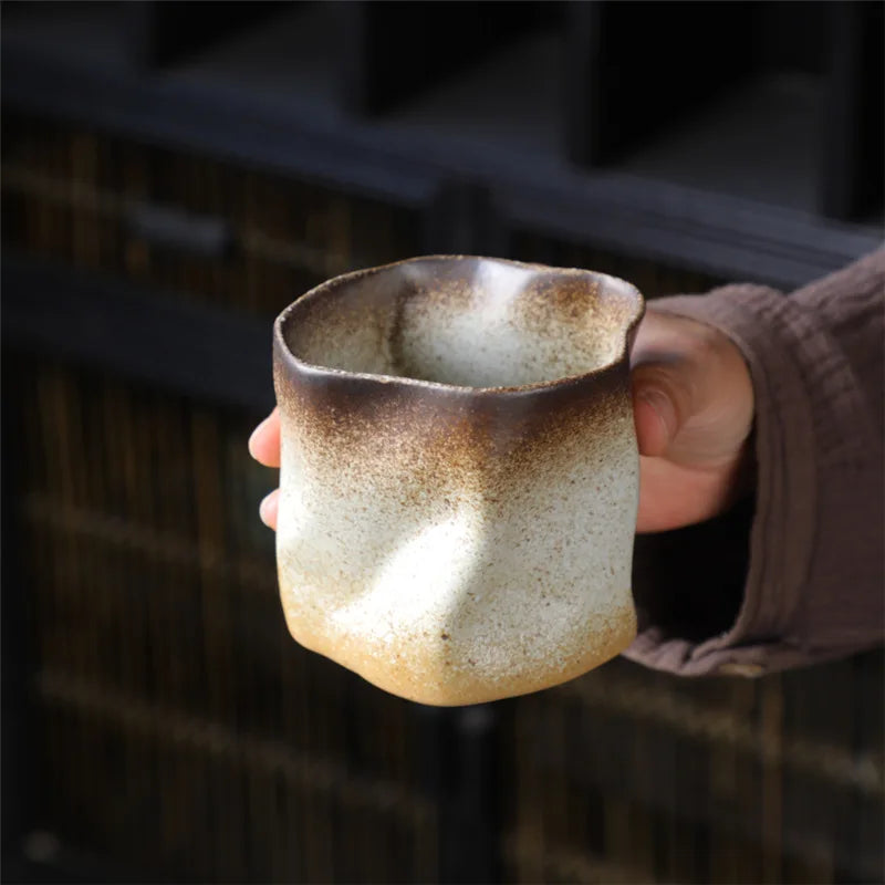 Irregular Twisted Shape Cup 9.47 Ounces/280 ml Ceramic Coffee Tea Cup Without Handle - Polychromatic Creative Ceramic Mugs - Retro Coffee Mugs
