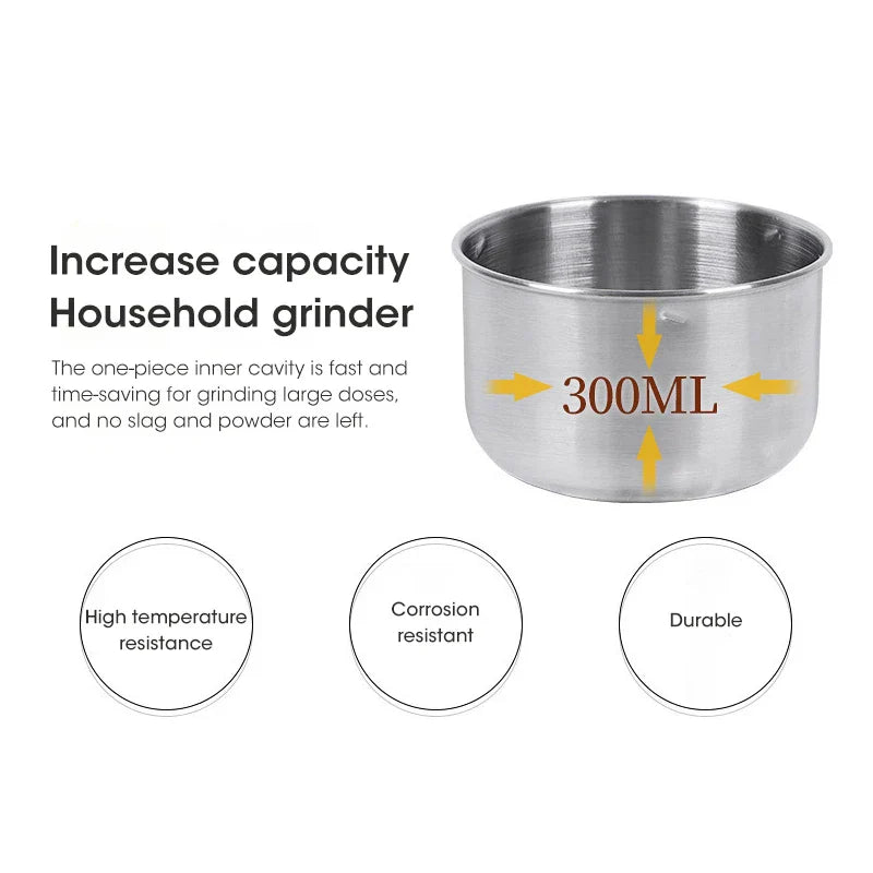 Mini Electric Mill – 300 ml Ultra Fine Grinder for Baby Food, Coffee, Spices, Pepper, and Grains – 2/4 Blade Options