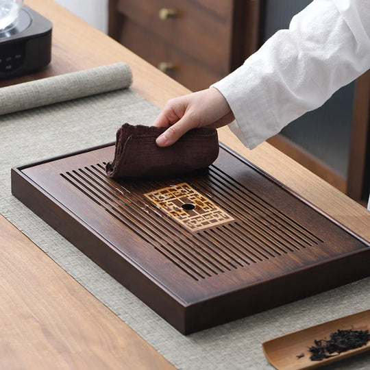 Chinese Tea Tray with Water Storage Box - Durable Simple Drainage Plate for Tea Serving in Teahouse, Home, or Office