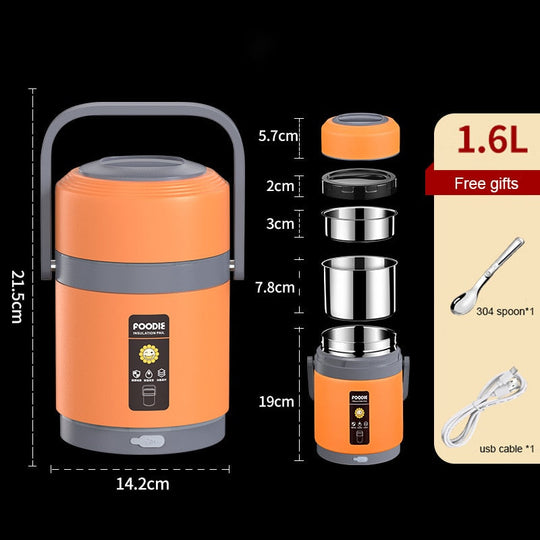 USB Heated Lunch Box | 304 Stainless Steel Portable Food Warmer
