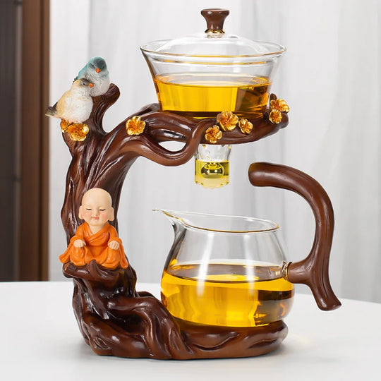 Magnetic Extraction Semi-Automatic Lazy Tea Preparation Tool Glass Tea Set
