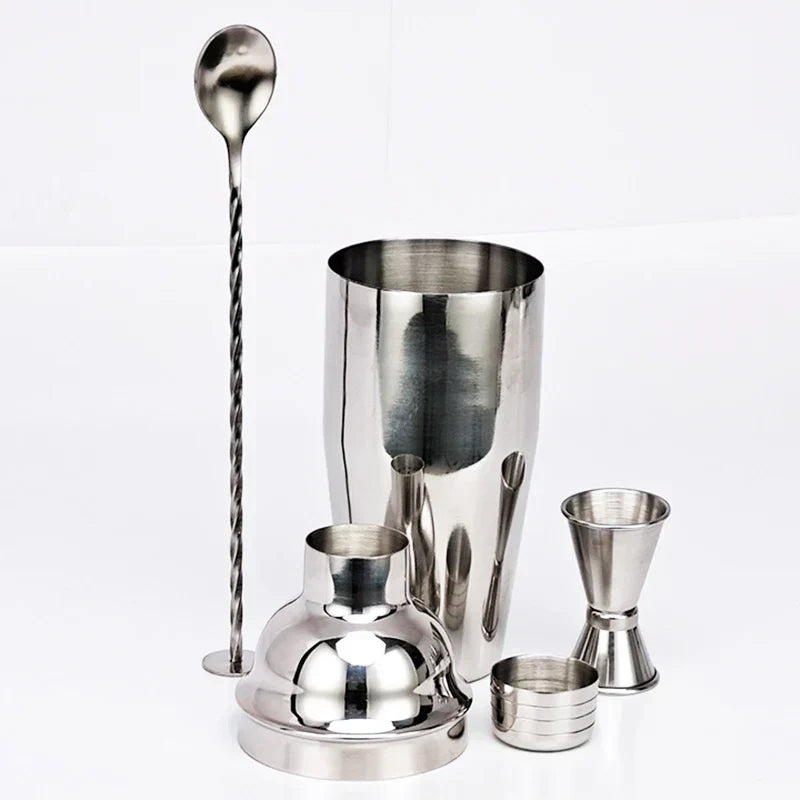 550 ml/750 ml Stainless Steel Cocktail Shaker Mixer Set with Wine Rack Stand - Bartender Tools for Birthday Gift