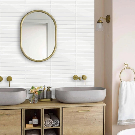 Self-Adhesive 3D DIY Glossy White Tile Kit