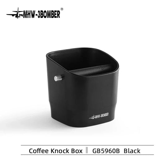 0.9–1.2 l Espresso Knock Box with Detachable Knock Bar, Non-Slip Base, Square Coffee Grounds Waste, Barista Desktop Accessories