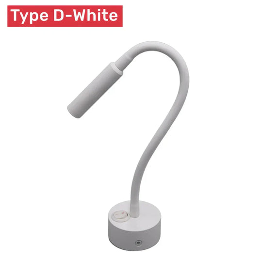 Modern Flexible LED Reading Wall Lamp with Switch for Bedroom and Study - 1W/3W