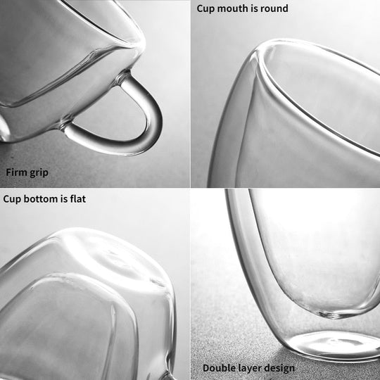 Heart Love Shape Glass Mug - Double-Walled Insulated Coffee Cup for Tea, Milk, Lemon Juice, and Water - Heat-Resistant Drinkware Gift for Lovers
