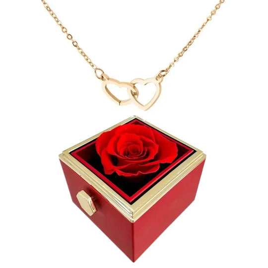 Heart Necklace with Rotating Rose Gift Box