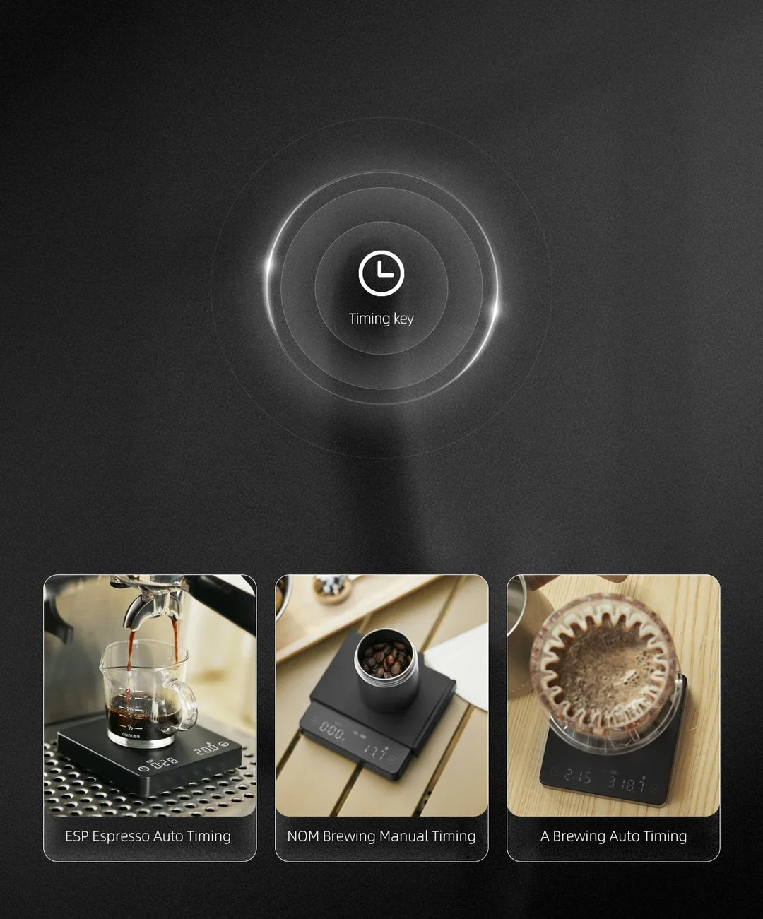 Tiny/Tiny2s Espresso Coffee Kitchen Scale, Mini Smart Timer, USB, 2 kg/0.1 g/oz/ml, Free Shipping, Perfect Gift for Men and Women