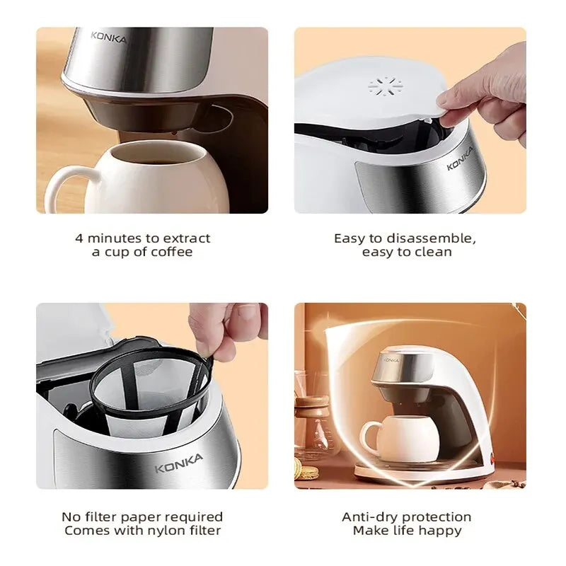 2-in-1 Coffee and Tea Machine, Multiple Drops, Quick Heating for Office and Home, 220 V, Easy to Use