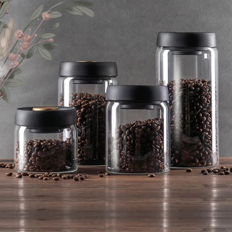Vacuum Sealed Jug – Glass Airtight Canister for Coffee Beans, Food, Grains, Sweets, and Fresh Keeping – Kitchen Accessories