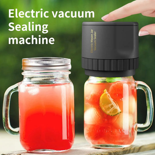 Electric Mason Jar Vacuum Sealing Set - Cordless Sealer for Wide Mouth and Regular Mason Jars - Perfect for Food Storage