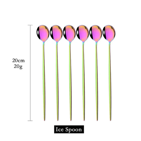 Golden 6-Piece Long Handle Spoon Set