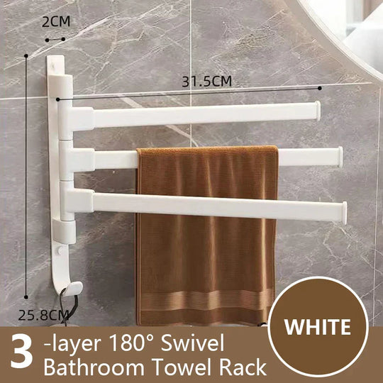 Rotatable Bathroom Towel Holder - Space Aluminium 1/2/3/4/5-Bar Towel Rack for Kitchen Shelf and Wall Mounted Hanging Storage