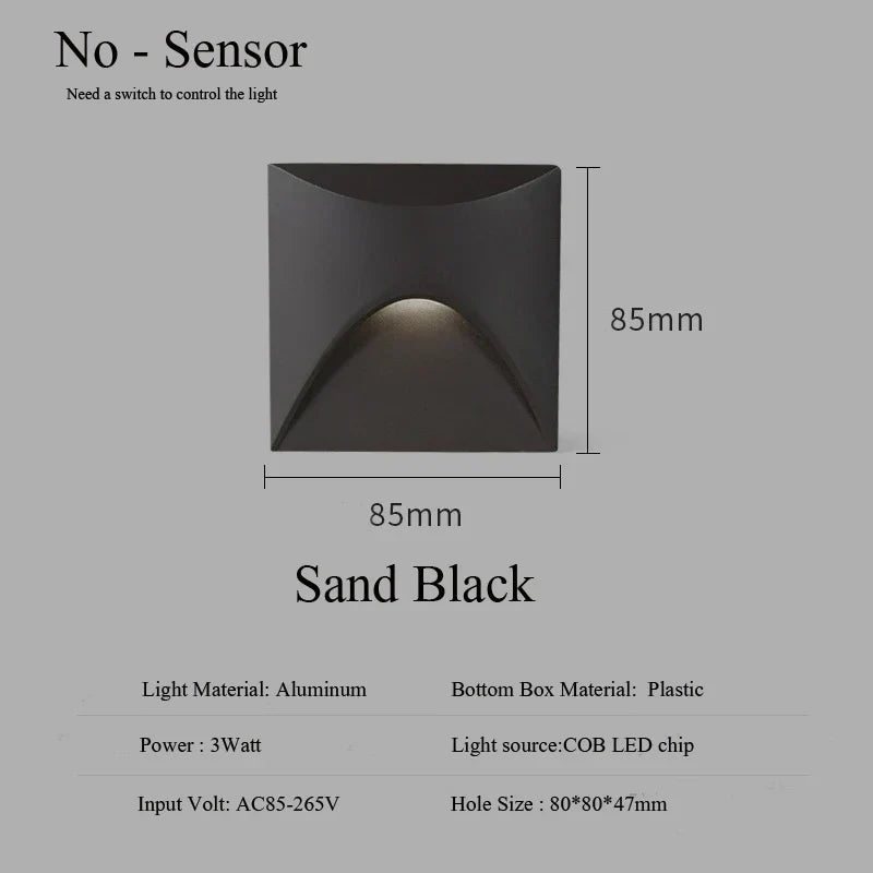 Modern Waterproof IP65 LED Recessed Wall Lamp for Outdoor Lighting - 3W Embedded Step & Staircase Balcony Portal Light