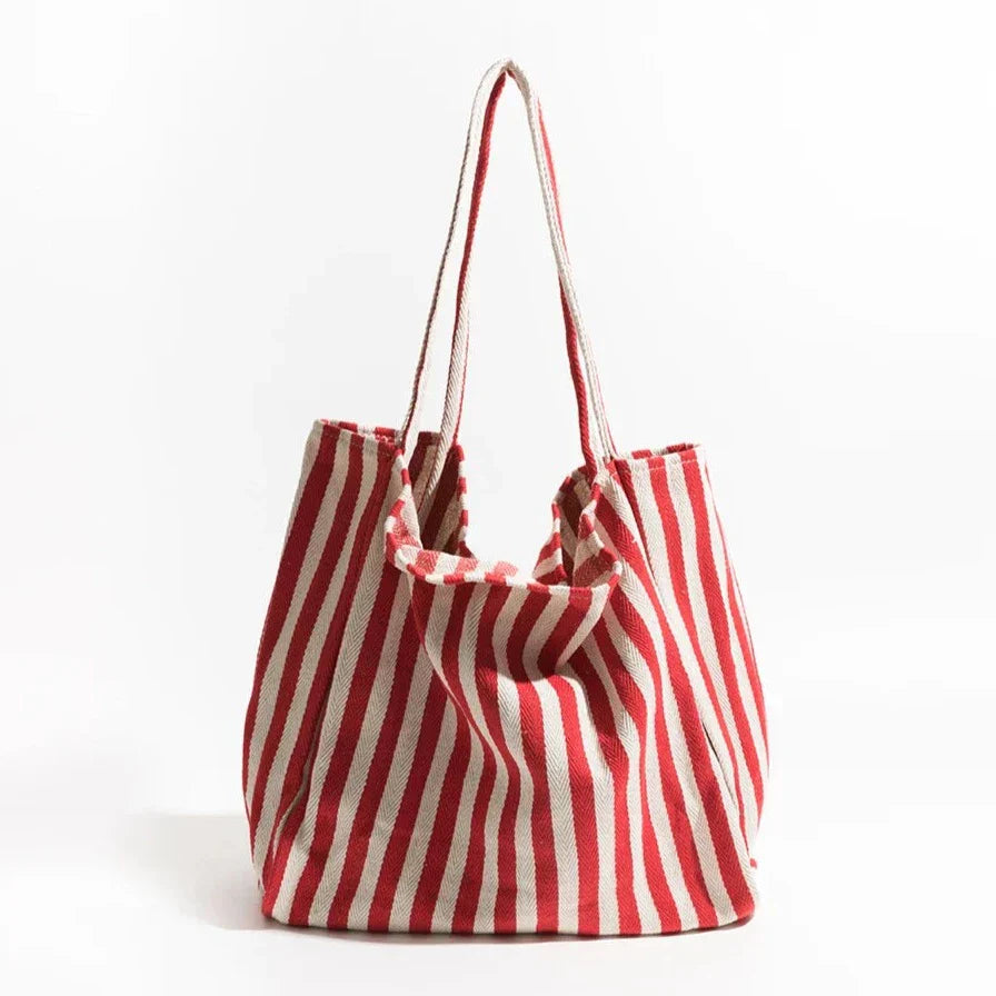 Striped Linen Tote Bag