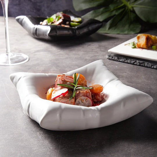Ceramic Artistic Pillow-Shaped Food Plate