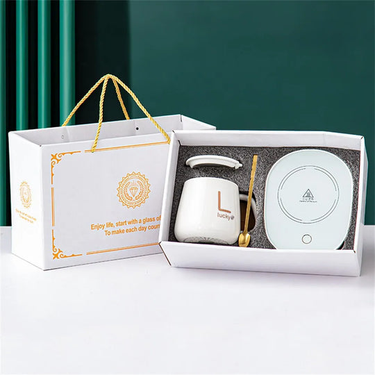 Smart Ceramic Mug Heater Coaster with Thermostat | Electric Mug Set for Coffee, Milk, and Tea Heating | Ideal Home and Office Gift
